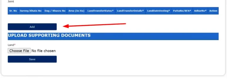 add land details in pm kisan registration form