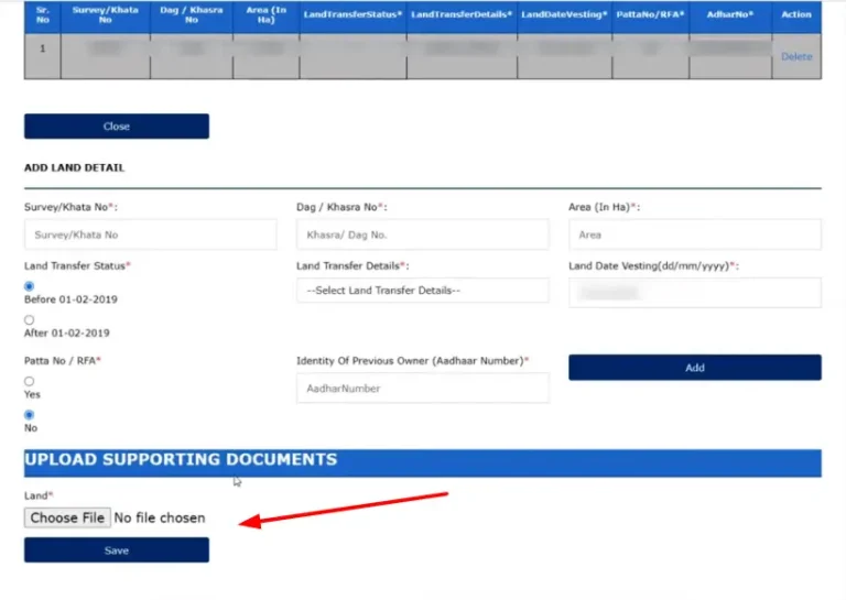 pm kisan pdf of land details upload 